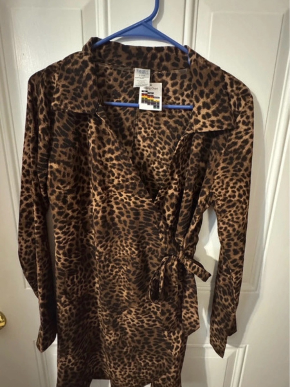 Time and Tru Leopard Print Wrap Tunic - Brown and Black